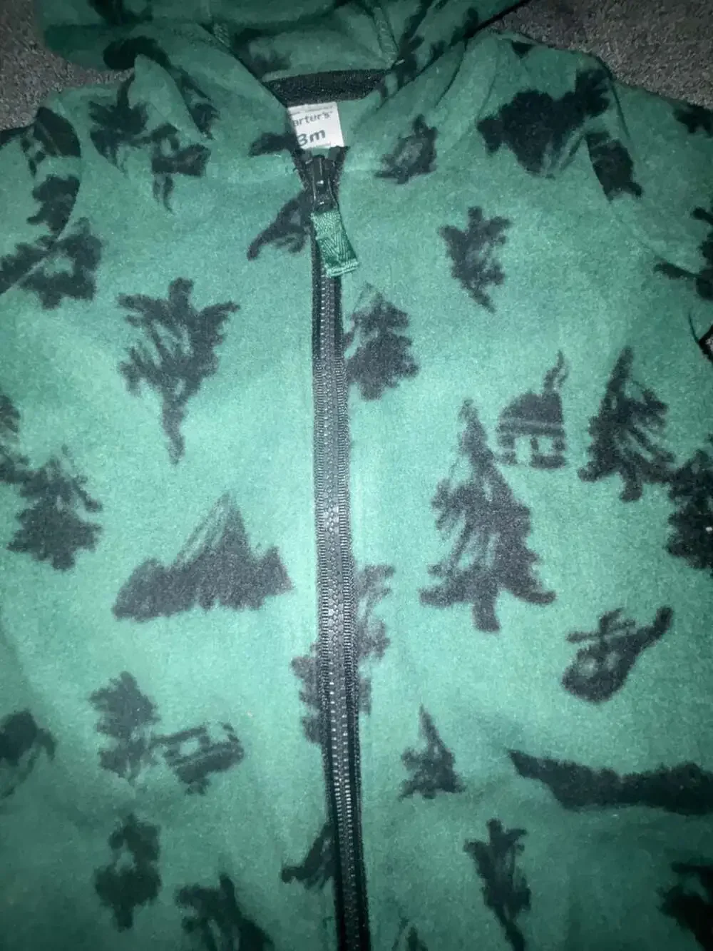 Carter's Baby Boys Hooded Fleece  Dinosaur Jumpsuit Forest Green Size 3M